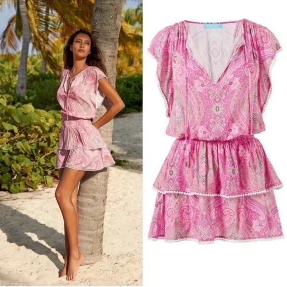 Melissa Odabash | Dresses | Melissa Odabash Pink And Green Paisley Dress M  | Poshmark
